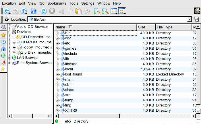 screenshot of file manager