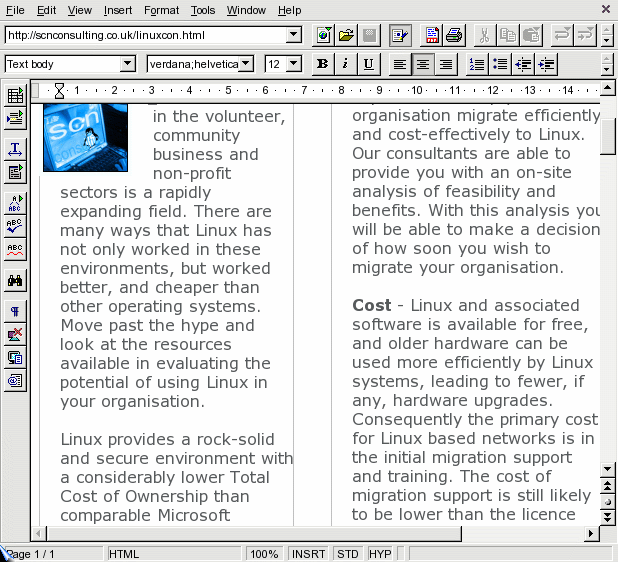 screenshot of word processor