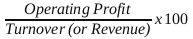 Operating Margin=(Operating Profit / Turnover) x 100
