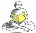 person sitting and reading a book